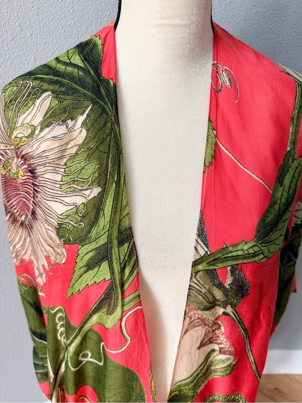 One Hundred Stars x KEW Gardens Passion Flower Coral Kimono Duster One Size GUC - Picture 4 of 15